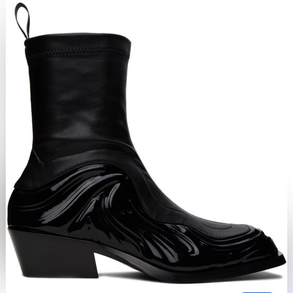 Versace Other - Versace Black Patent & Leather Sculpted Solare Boots